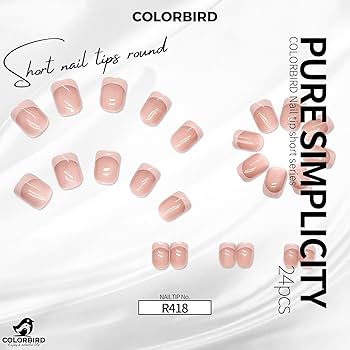 Amazon | COLORBIRD ネイルチップ ショート 24枚 ピンク